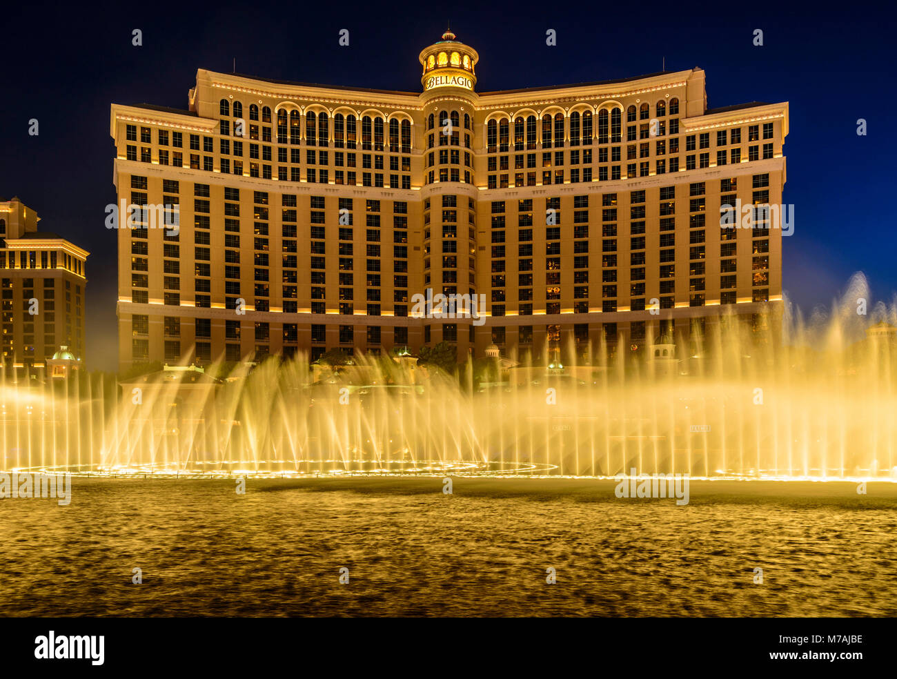 Gli Stati Uniti, Nevada, Clark County, Las Vegas, Las Vegas Boulevard, la striscia, Bellagio, fontane del Bellagio, acqua Balletto Foto Stock