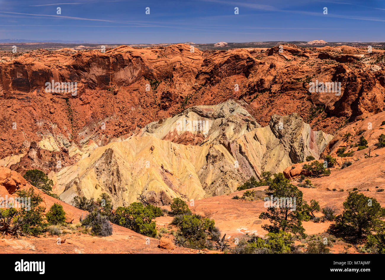 Gli Stati Uniti, Utah, la contea di San Juan, Moab, il Parco Nazionale di Canyonlands, Island in the Sky, sconvolgimento Dome Foto Stock