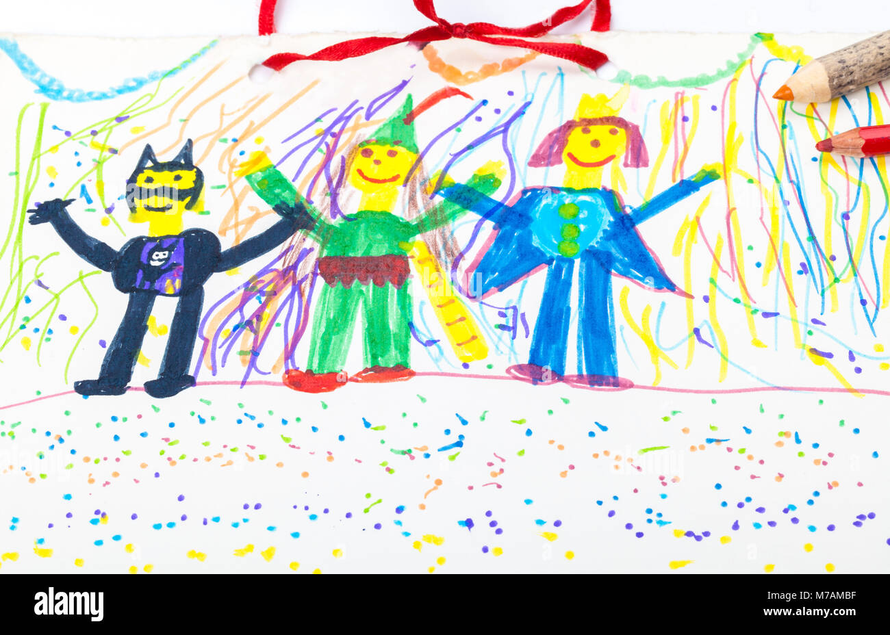 Il carnevale, per bambini Disegno, foglio di calendario Foto Stock