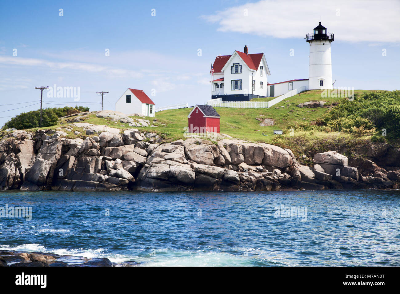 Gli Stati Uniti, Maine, York, Nubble Isola, Cape Neddick faro Foto Stock
