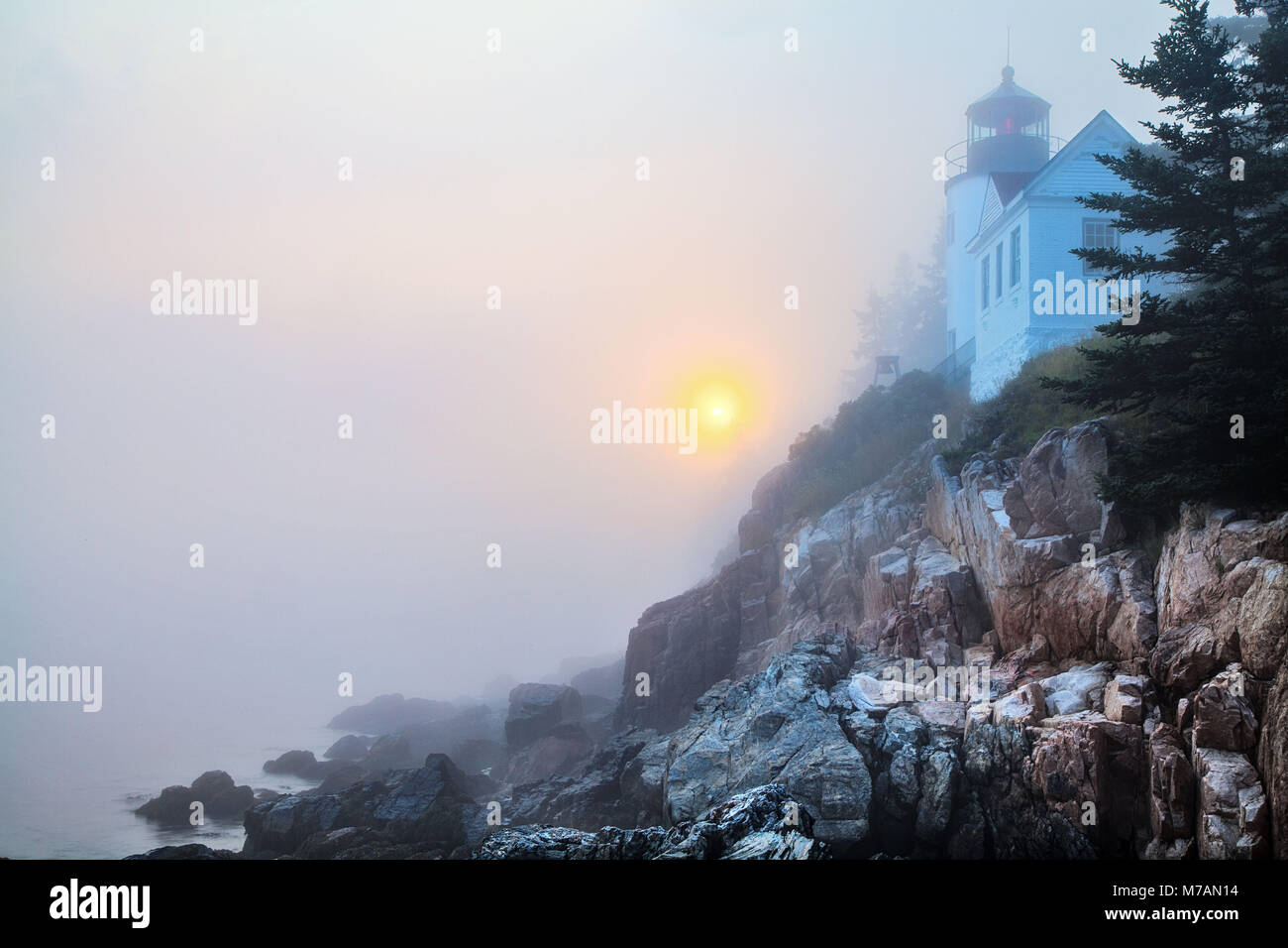 Gli Stati Uniti, Maine, Parco Nazionale di Acadia, Porto basso luce di testa Foto Stock