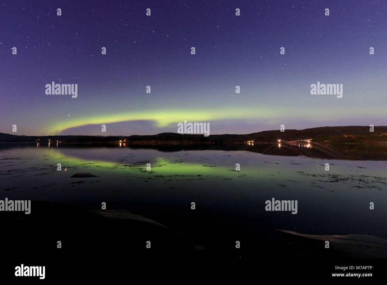 Luce di Aurora, Northern Lights Steinkjer, Autunno, Europa, Norvegia Foto Stock