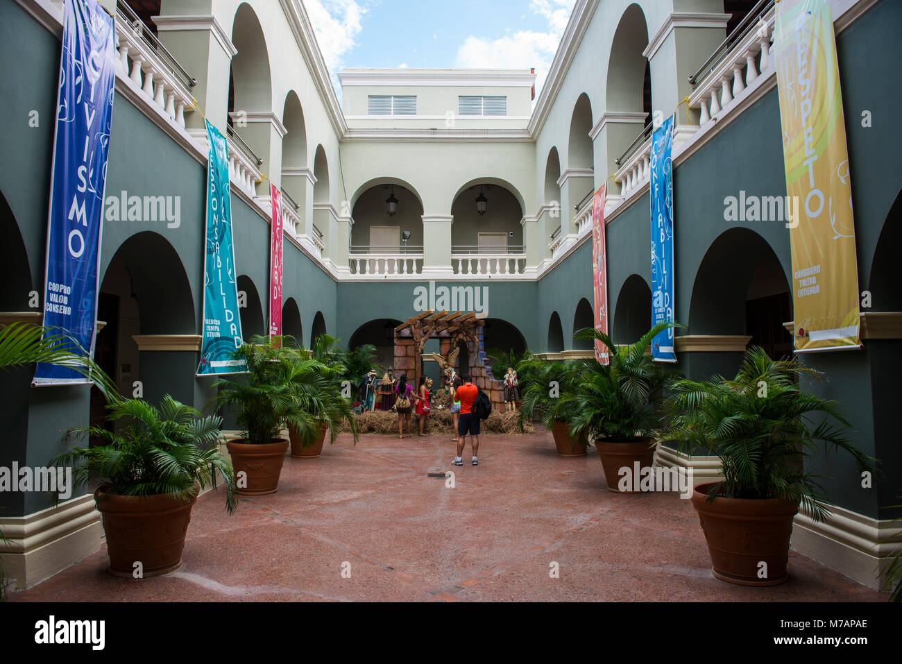 Nel cortile della vecchia città di Ponce, Puerto Rico e dei Caraibi Foto Stock