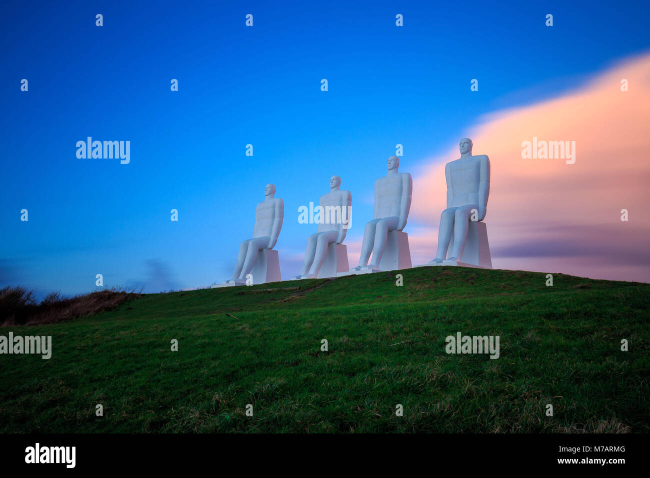 Il monumento uomo in mare vicino a Esbjerg Foto Stock