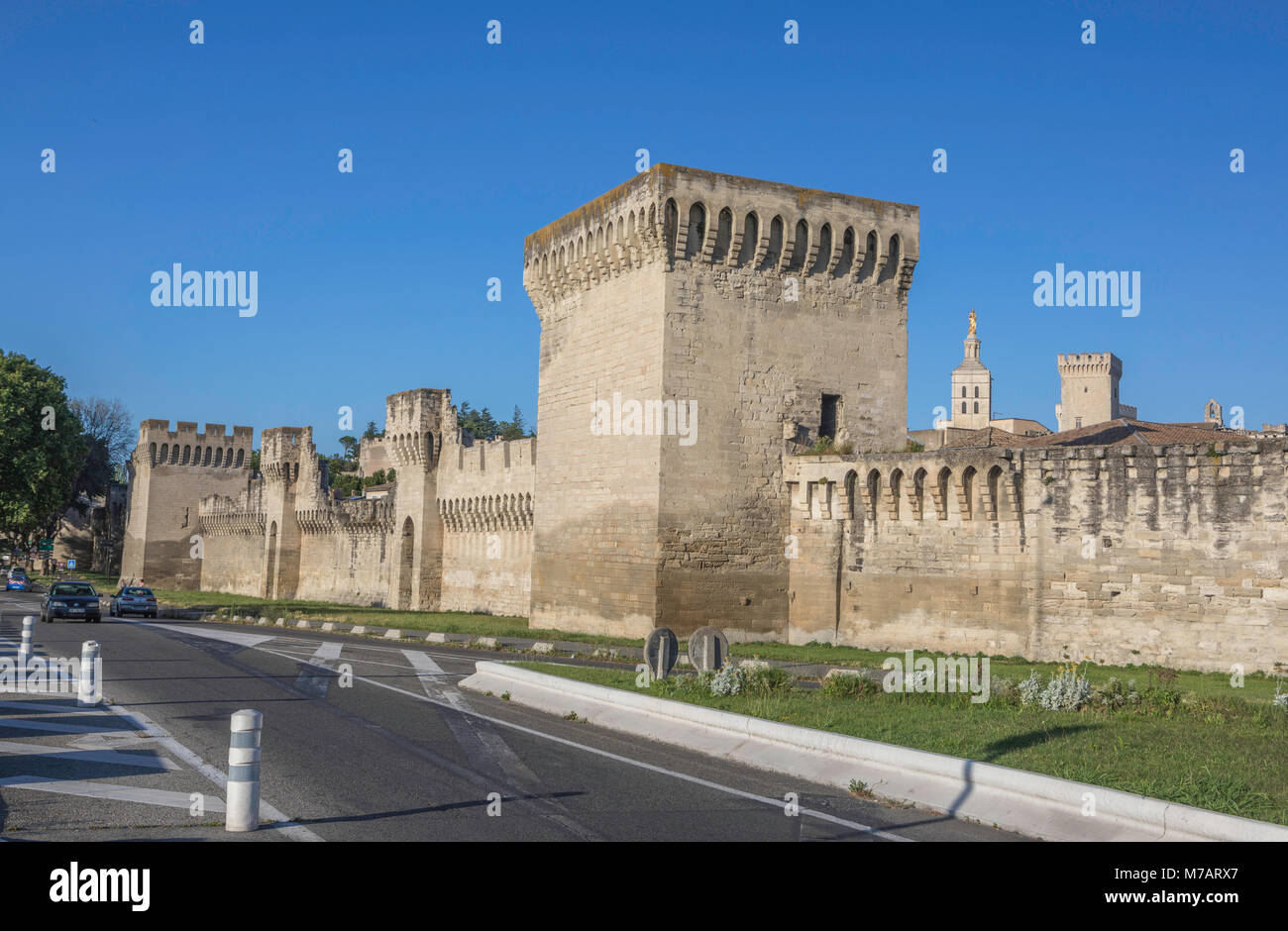 Francia, regione della Provenza, città di Avignone, il Palazzo dei Papi, mura di Avignone Foto Stock