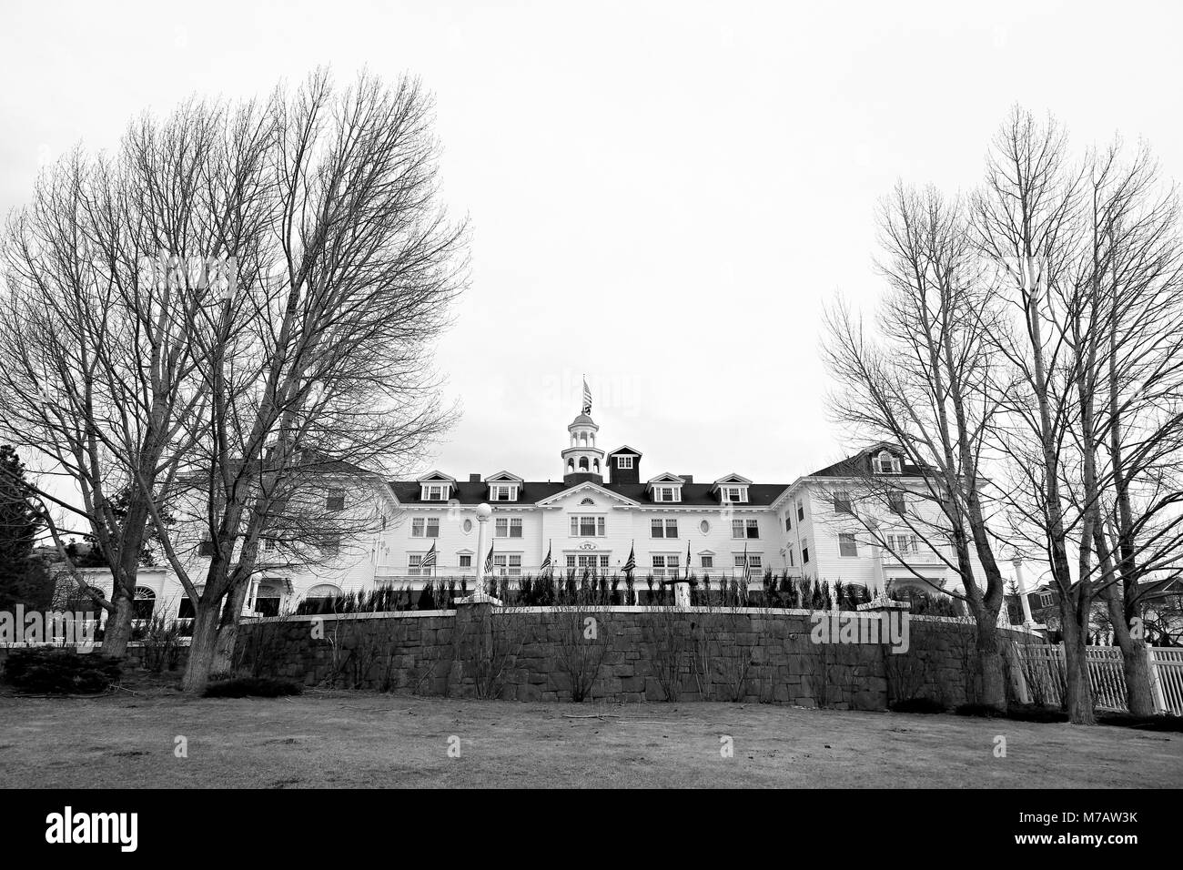La Stanley Hotel in Estes Park, Colorado in bianco e nero Foto Stock