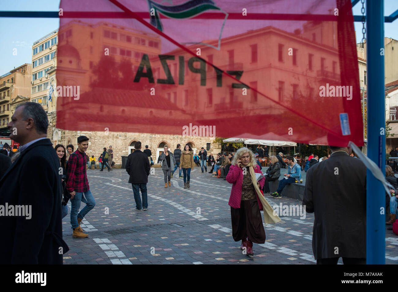 Atene. Syriza campagna elettorale, Monastiraki. La Grecia. Foto Stock