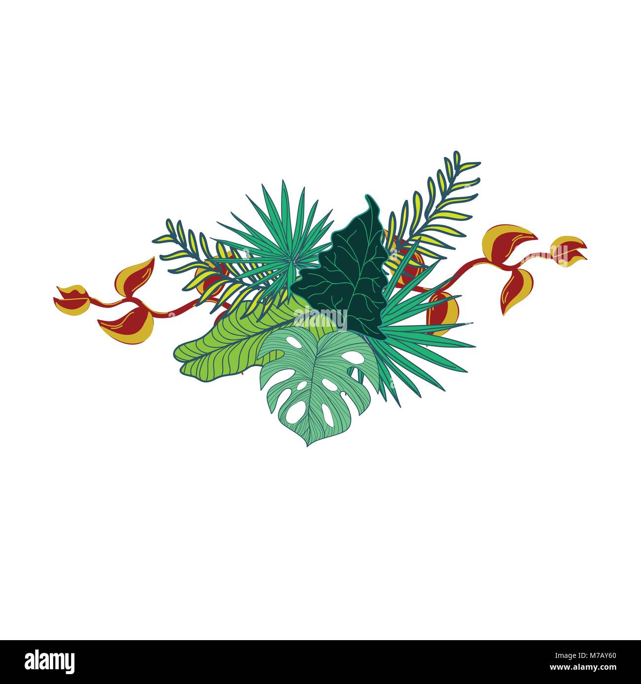 Semplice fiorito tropicale composito simbolo Vector Graphic Design Illustrazione Vettoriale