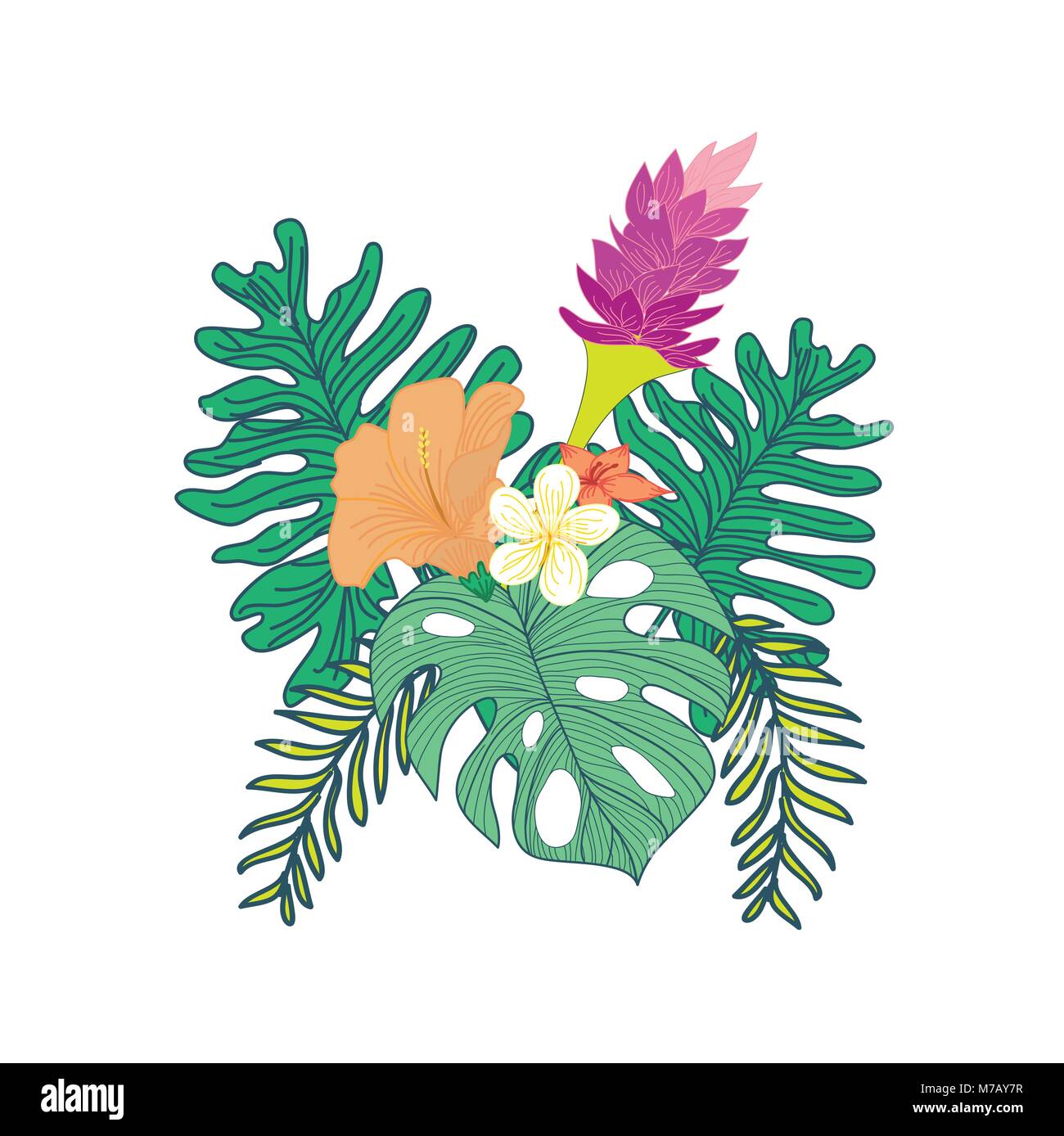 Tropical fiorito di vettore composito simbolo Graphic Design Illustrazione Vettoriale