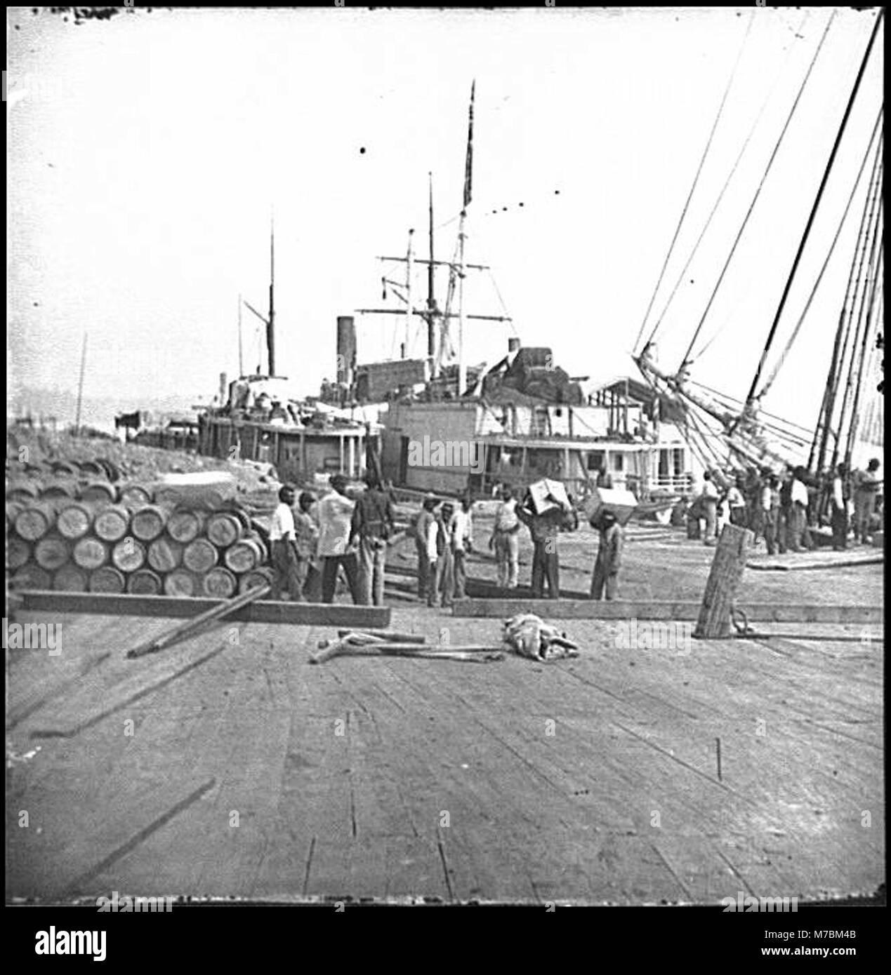 Punto città, Va. americani Africani lo scarico delle navi al momento dello sbarco cwpb LOC.01749 Foto Stock