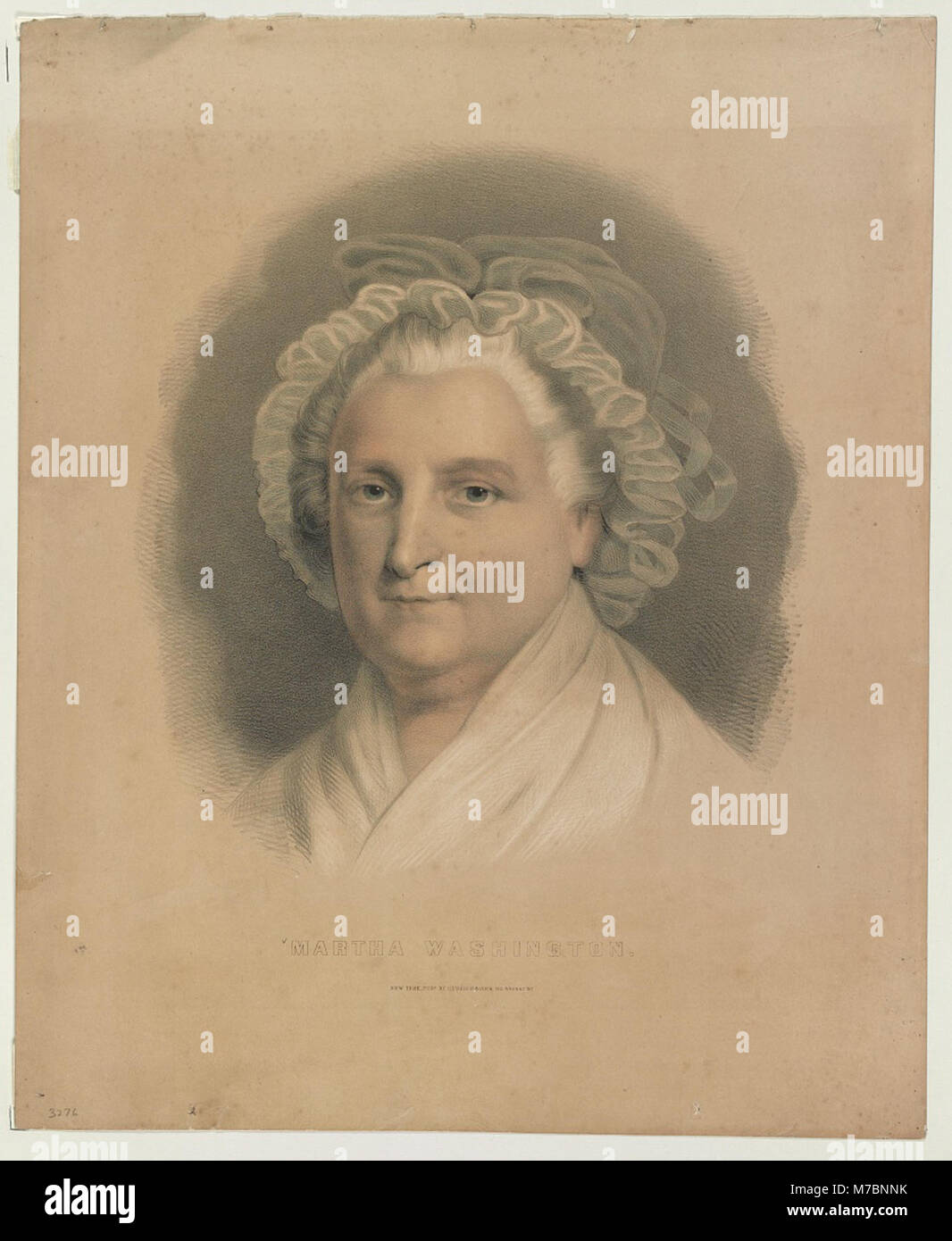 Martha Washington, moglie di George Washington, è raffigurata in questo ritratto storico, evidenziando il suo ruolo di First Lady e la sua influenza sulla società americana. Foto Stock