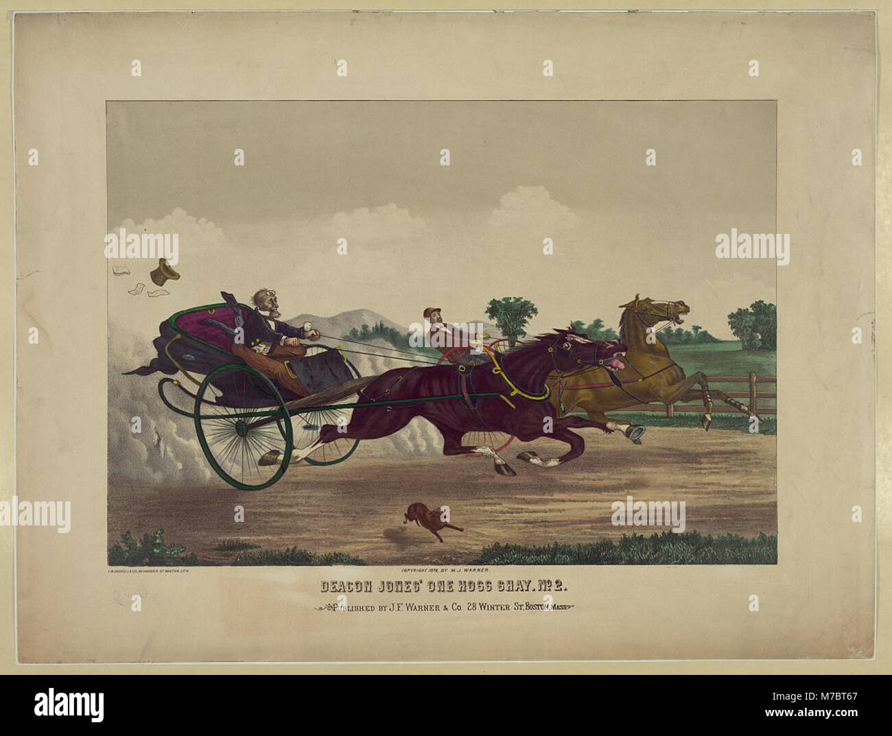 The One-hoss shay, una carrozza progettata da Deacon Jones, prodotta da F.M. Haskell & Co., catturata in questa litografia del XIX secolo. Foto Stock