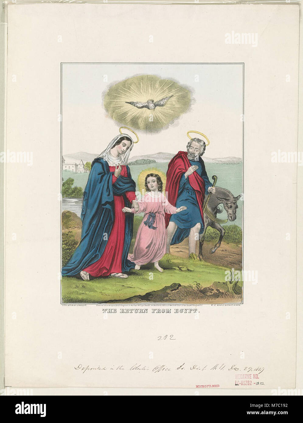 Questa rappresentazione del ritorno dall'Egitto riflette il viaggio biblico degli Israeliti, che fuggirono dall'Egitto e cercarono rifugio nella Terra promessa, un momento chiave dell'Antico Testamento. Foto Stock