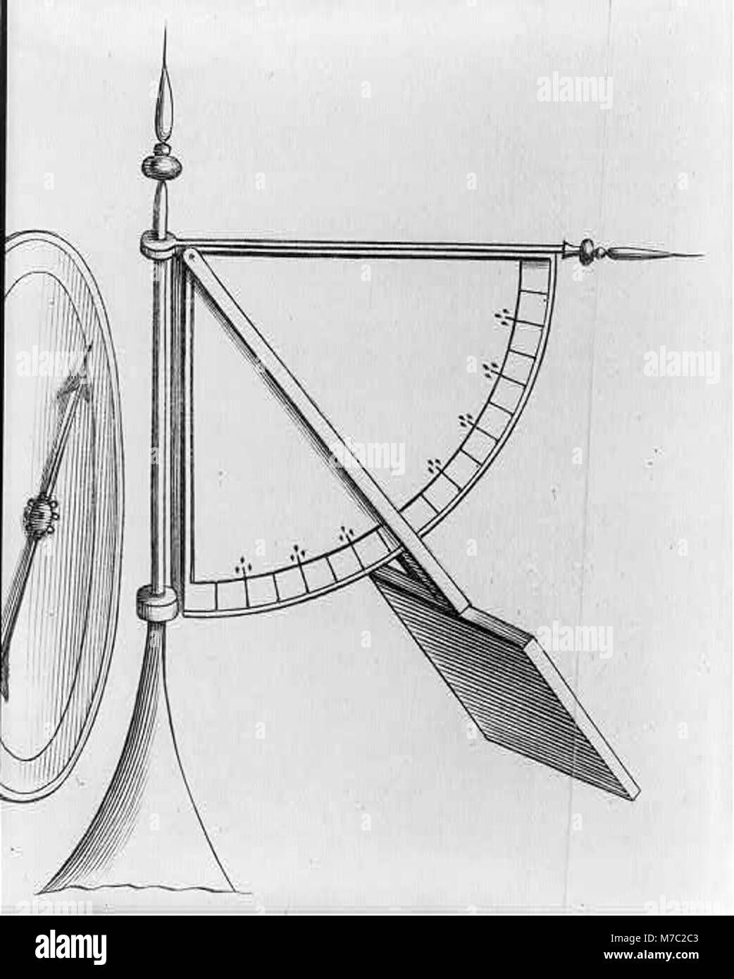 Questa immagine raffigura un anemometro, un dispositivo utilizzato per misurare la velocità del vento. È uno strumento essenziale in meteorologia, che mostra il progresso degli strumenti scientifici all'inizio del XX secolo. Foto Stock