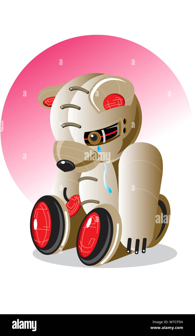 Close-up di un manipolatore robotico orsacchiotto piangere Foto Stock