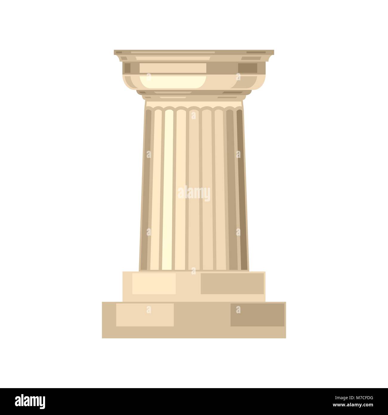 Realistico dorico greco antico colonna di marmo isolato Illustrazione Vettoriale
