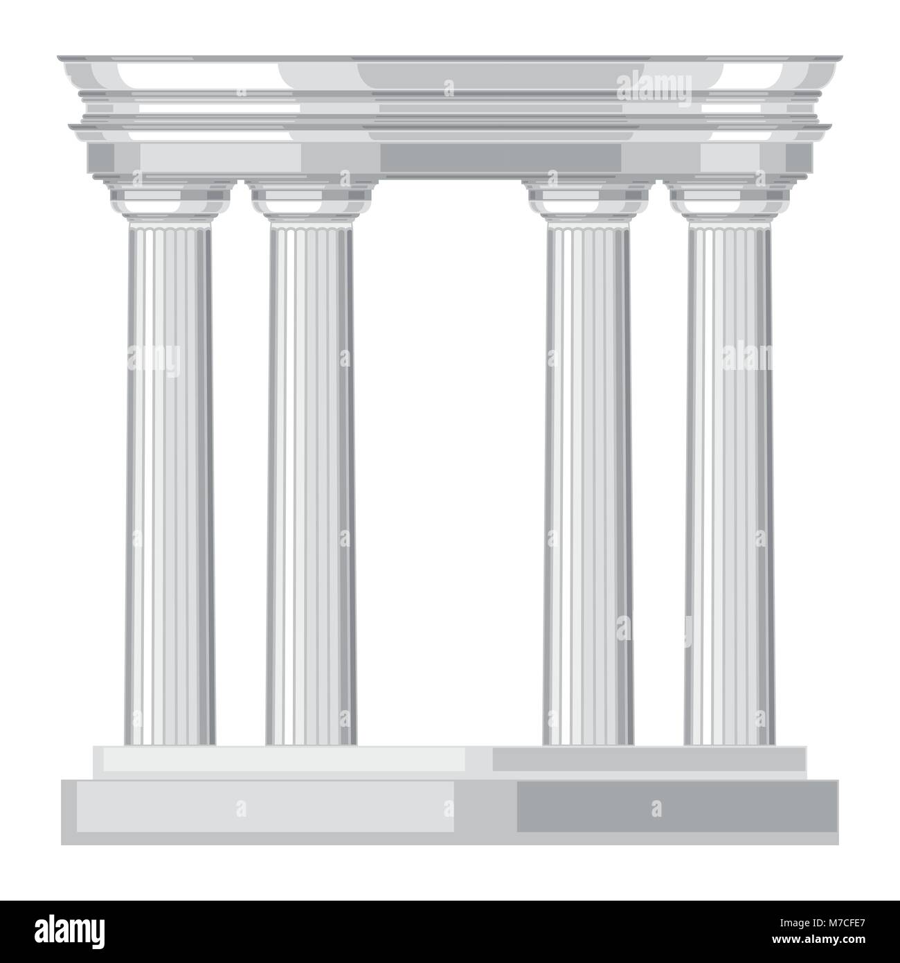Realistico dorico antico tempio greco con colonne Illustrazione Vettoriale