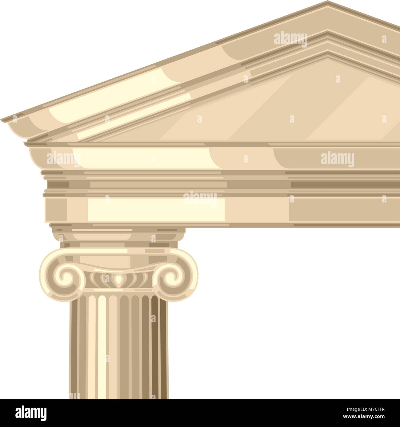 Realistico ionico antico tempio greco con colonne Illustrazione Vettoriale