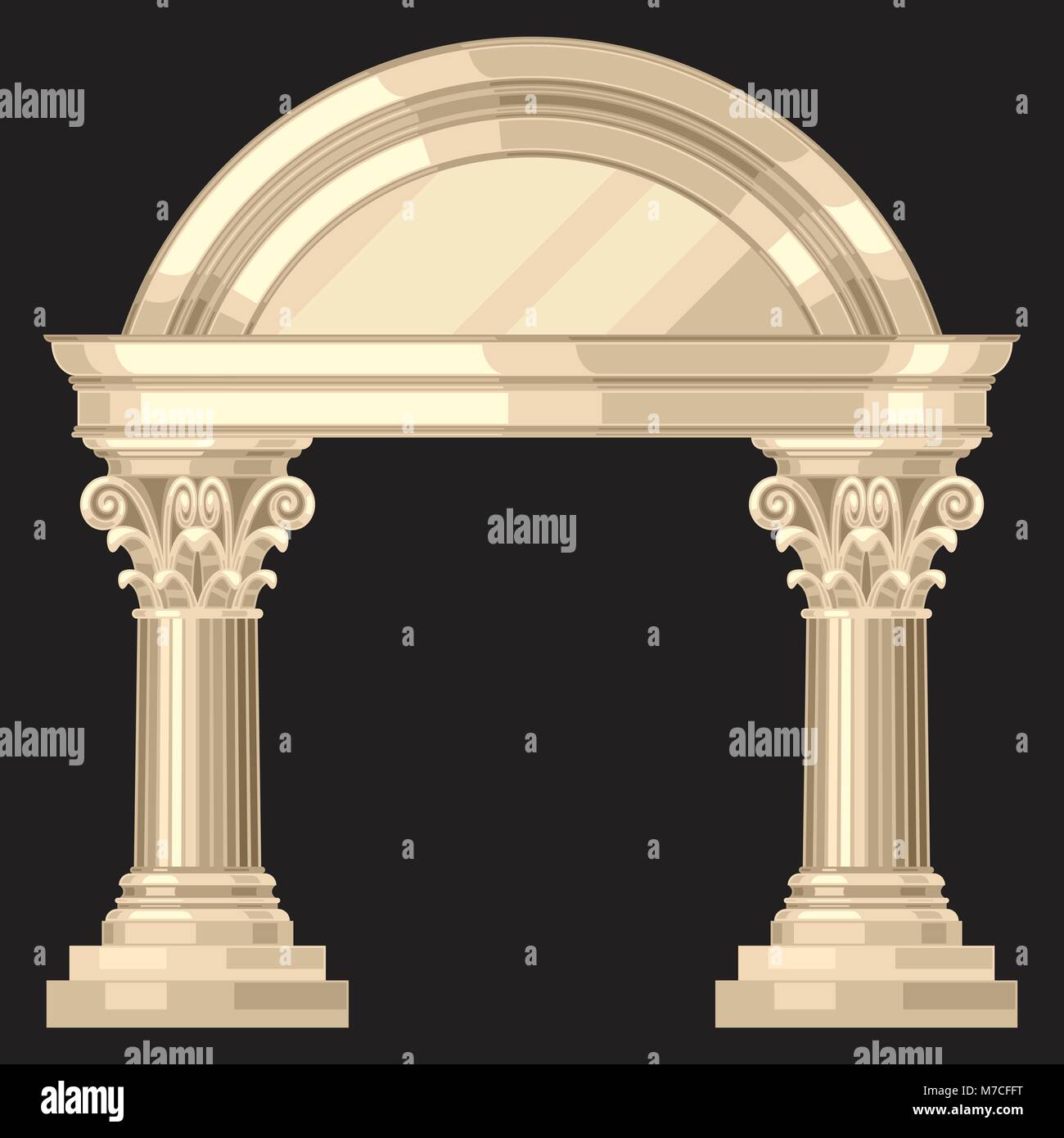 Corinthian realistico antico tempio greco con colonne Illustrazione Vettoriale