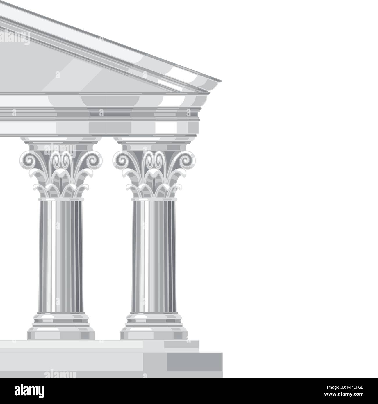 Corinthian realistico antico tempio greco con colonne Illustrazione Vettoriale