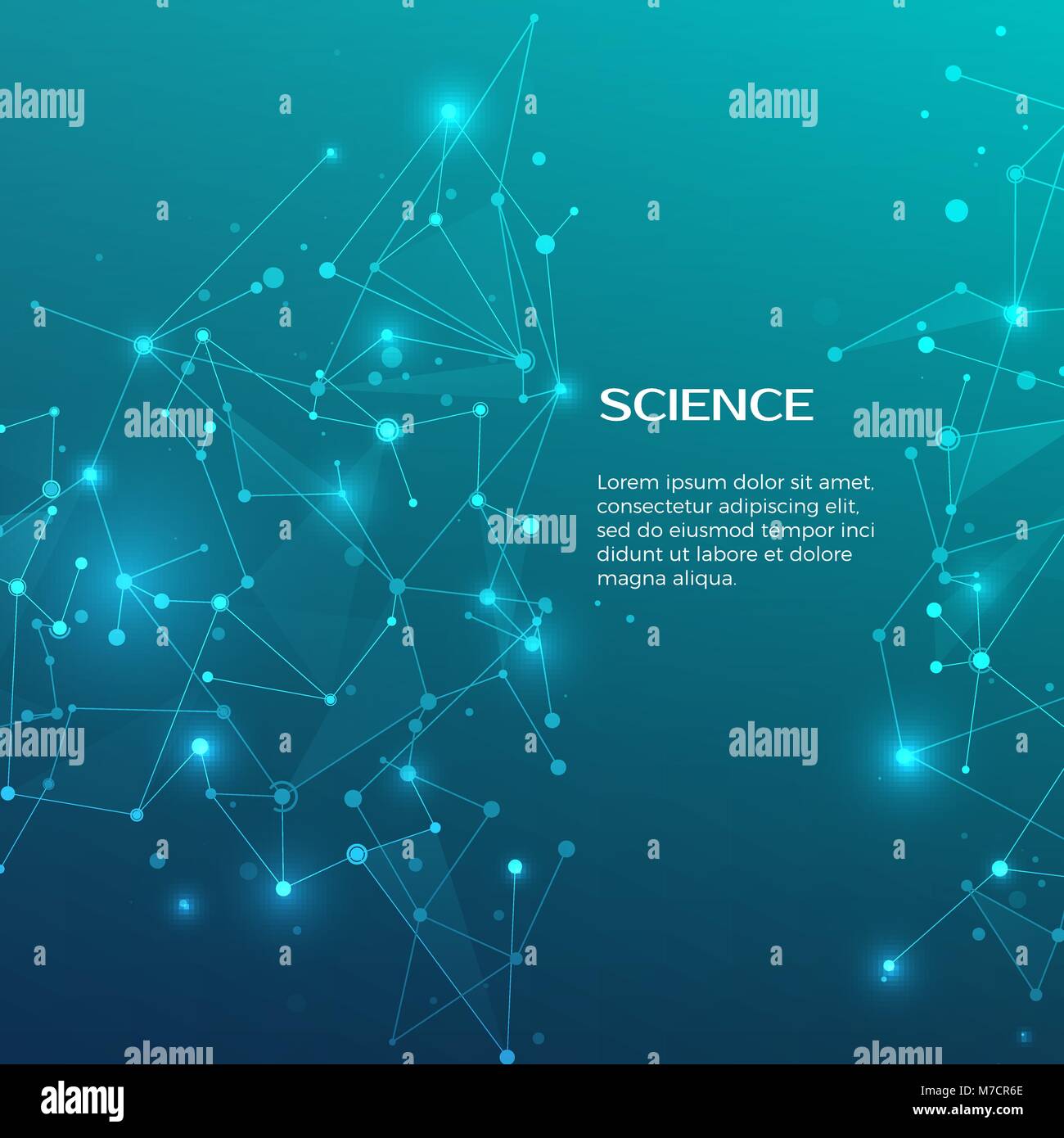 La scienza e la tecnologia dello sfondo. Web astratto e nodi. Modello di Business banner coperchio. Medico di fondo. Plesso struttura atomo. Illustra il vettore Illustrazione Vettoriale