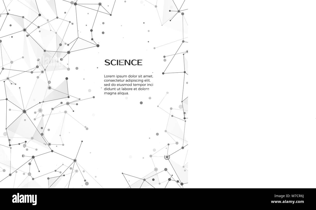 La scienza e la tecnologia dello sfondo. Web astratto e nodi. Plesso struttura atomo. Illustrazione Vettoriale su sfondo bianco Illustrazione Vettoriale