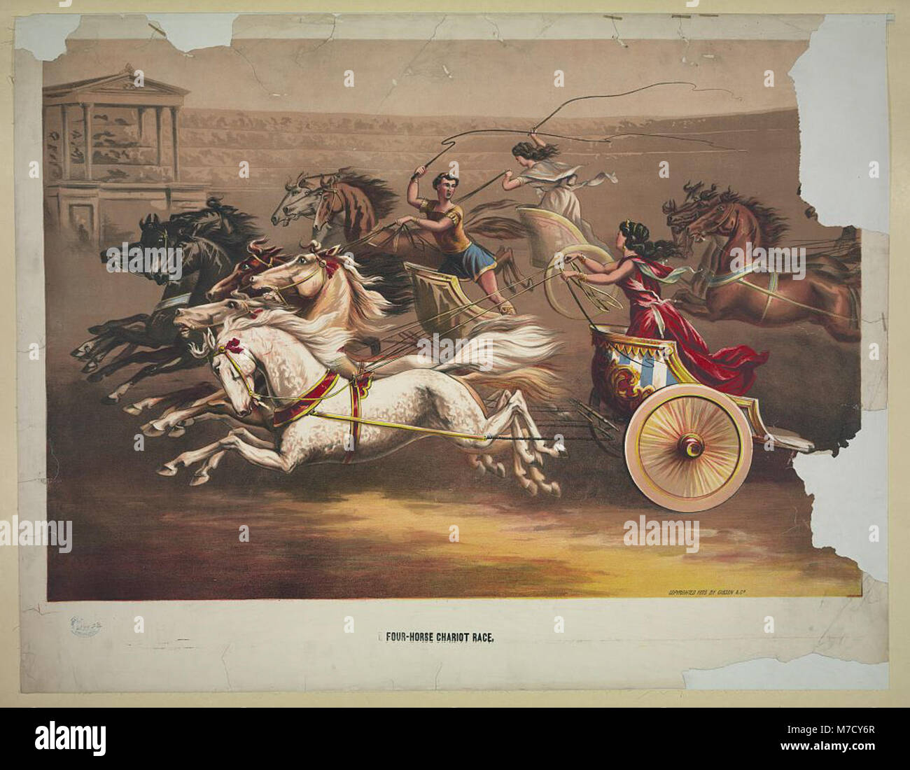 Quattro cavalli di razza chariot LCCN2003655654 Foto Stock