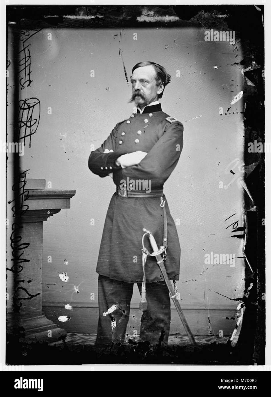 Un ritratto del generale Daniel Sickles, un ufficiale dell'esercito americano noto per il suo ruolo durante la guerra civile americana. L'immagine riflette il suo significato nella storia militare. Foto Stock