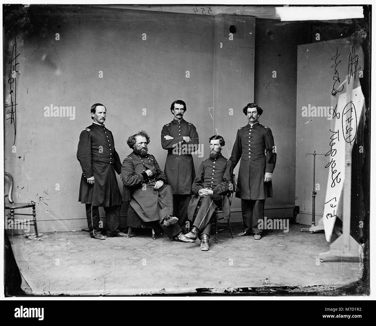 Una fotografia del generale M.D. Leggett e del suo staff, che mostra la leadership e l'organizzazione militare durante la guerra civile americana. Foto Stock