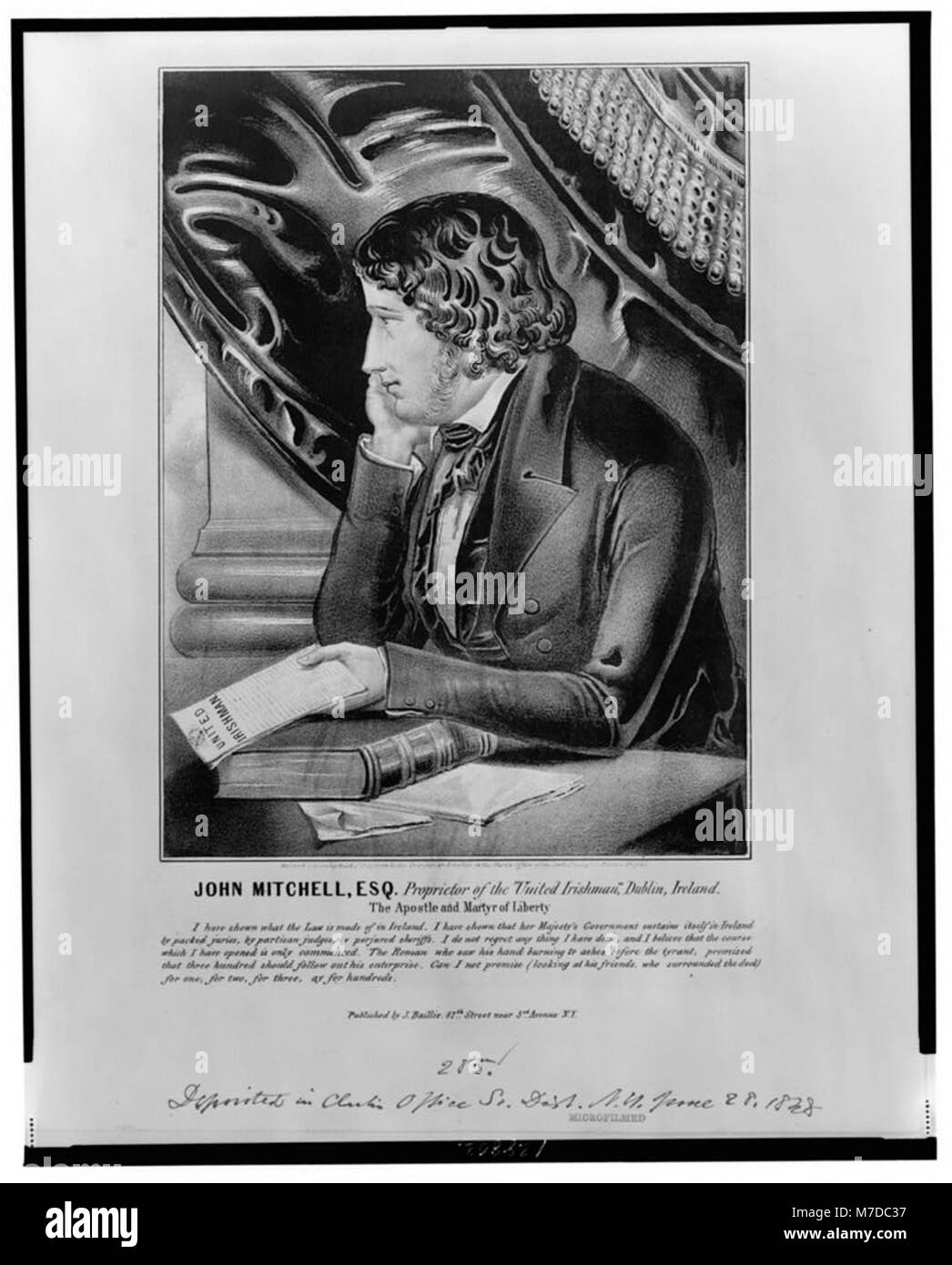 John Mitchell era un importante nazionalista irlandese e proprietario del giornale "United Irishman". La sua difesa dell'indipendenza irlandese si riflette nel suo ruolo di leader durante la lotta per la libertà irlandese. Foto Stock