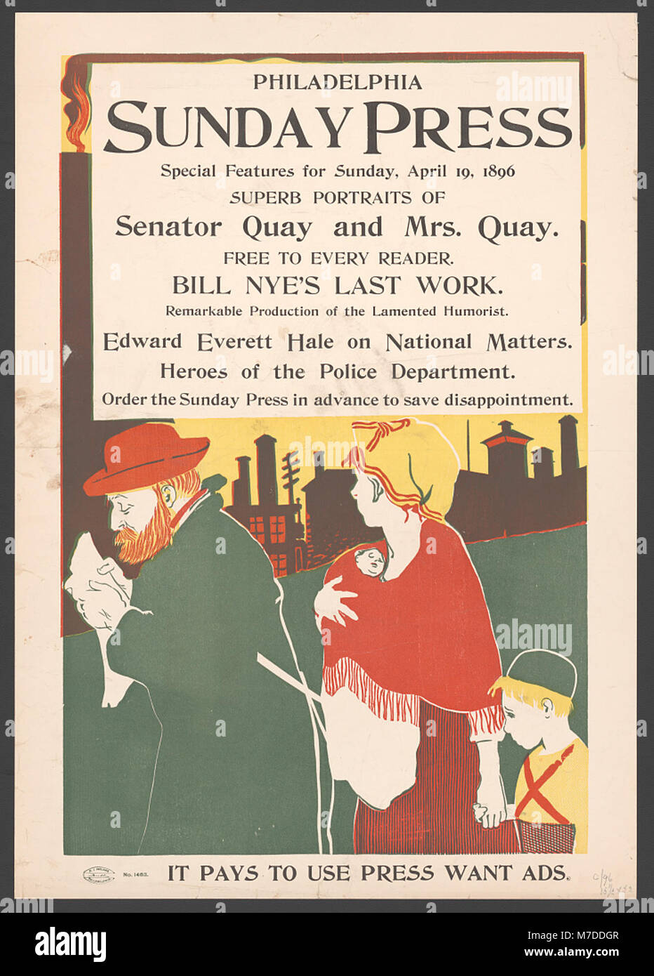 Questa immagine presenta caratteristiche speciali per domenica 19 aprile 1896, probabilmente focalizzandosi su un evento notevole o fenomeno culturale durante quel periodo. Fornisce uno sguardo ai media e agli interessi sociali della fine del XIX secolo. Foto Stock