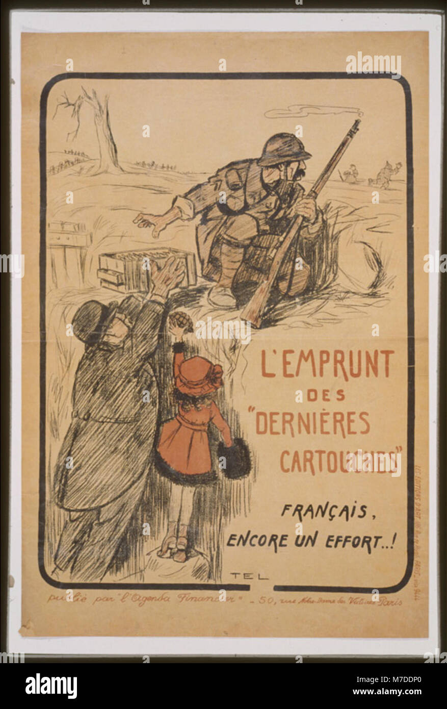 Un poster politico francese intitolato "l'Emprunt des Dernières cartouch", che promuove lo sforzo nazionale durante la guerra, con lo slogan "Francia, un altro sforzo!" dall'inizio del xx secolo. Foto Stock