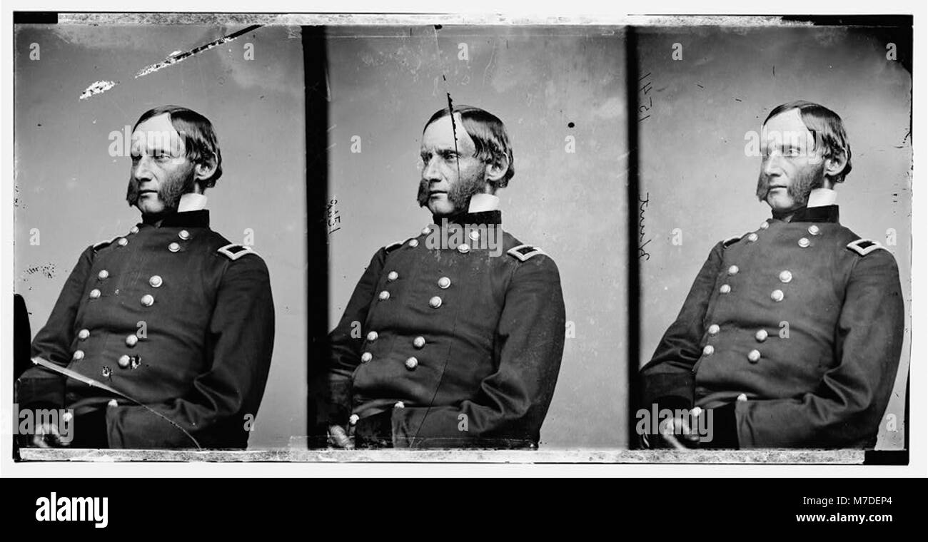 Ritratto del colonnello Lewis C. Hunt del 67th Ohio Infantry, che prestò servizio durante la guerra civile americana, catturando la sua leadership militare e l'uniforme. Foto Stock