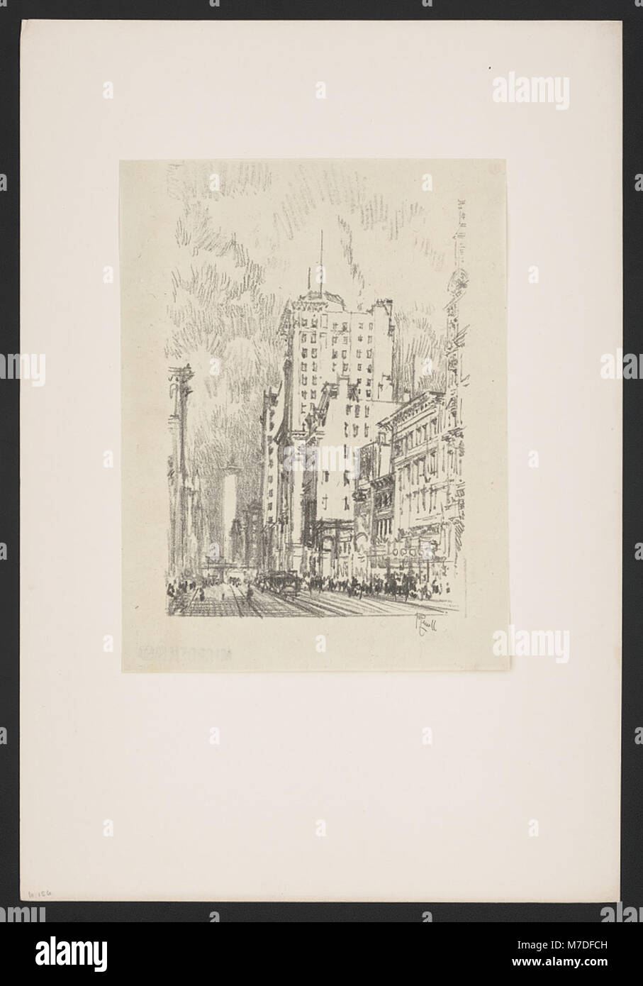 Una litografia di New York, disegnata da Joseph Pennell nel 1904, che mostra Broadway sopra la 23rd Street. La litografia cattura la vivace scena urbana del tempo. Foto Stock