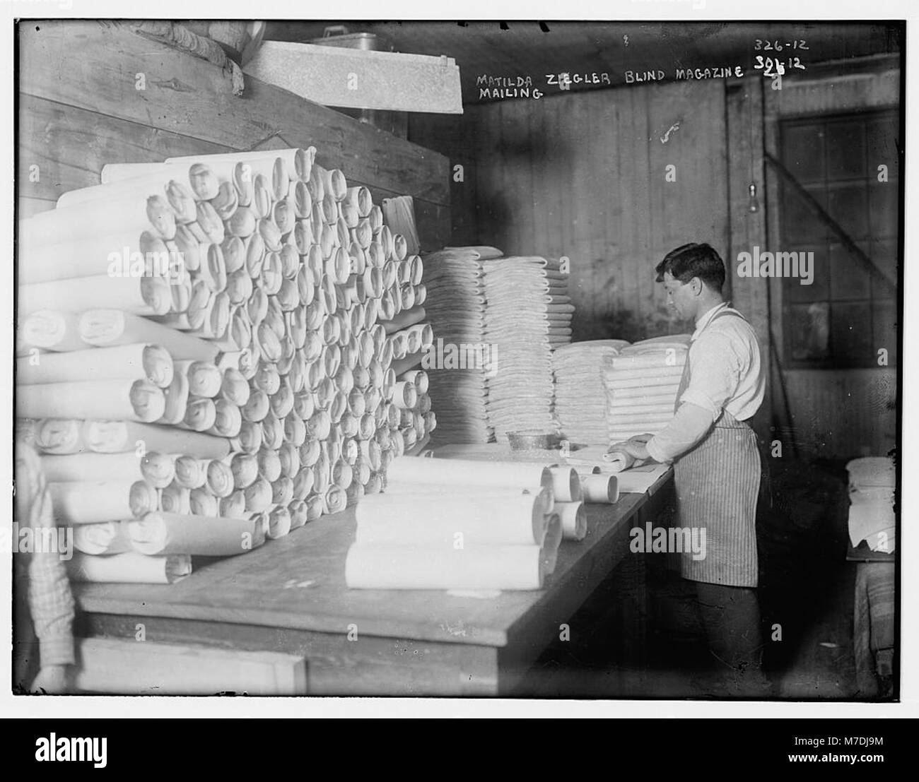 Questa immagine mostra una mailing list di una rivista con Matilda Ziegler, probabilmente associata al suo lavoro nella comunità cieca, come si vede negli archivi di Staatsburg. Foto Stock