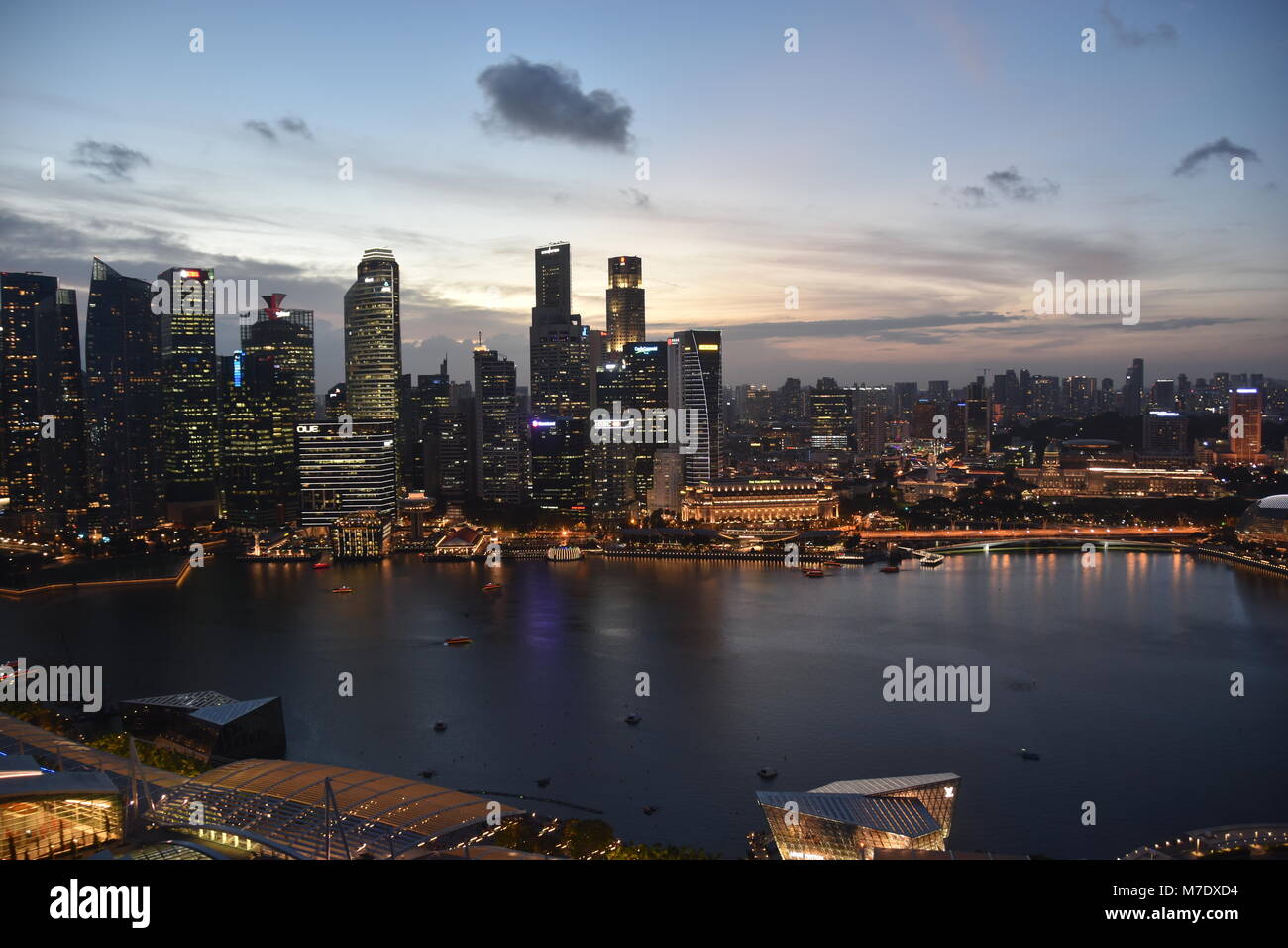 Vista dalla Marina Bay Sands in Singapore, Asia orientale Foto Stock