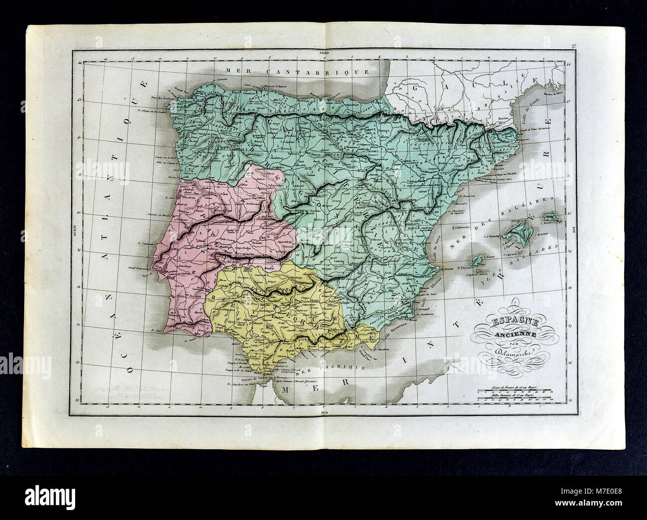 1858 Delamarche Mappa di antica Iberia compresi Spagna e Portogallo Foto Stock