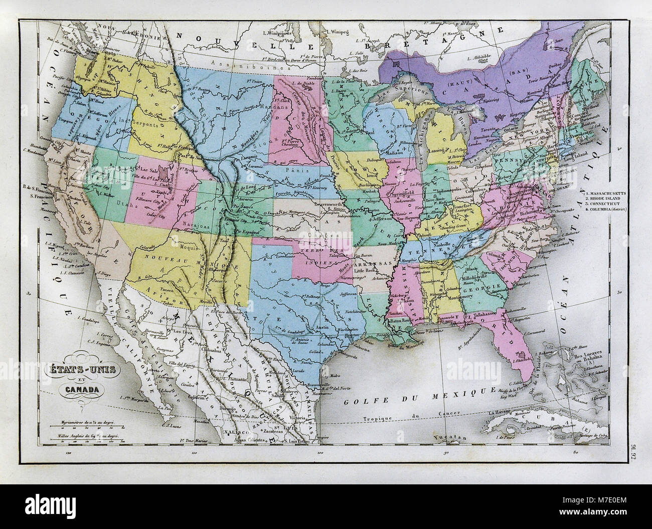 1858 Delamarche mappa - Stati Uniti d'America che mostra i Territori Occidentali Foto Stock