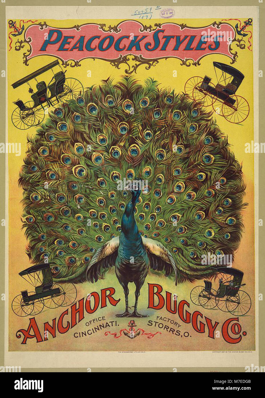 La Anchor Buggy Co. Produsse vari stili di carrozze, con il modello "Peacock" un design distintivo. L'azienda era nota per la sua maestria artigianale e per i veicoli di alta qualità durante la fine del XIX e l'inizio del XX secolo. Foto Stock