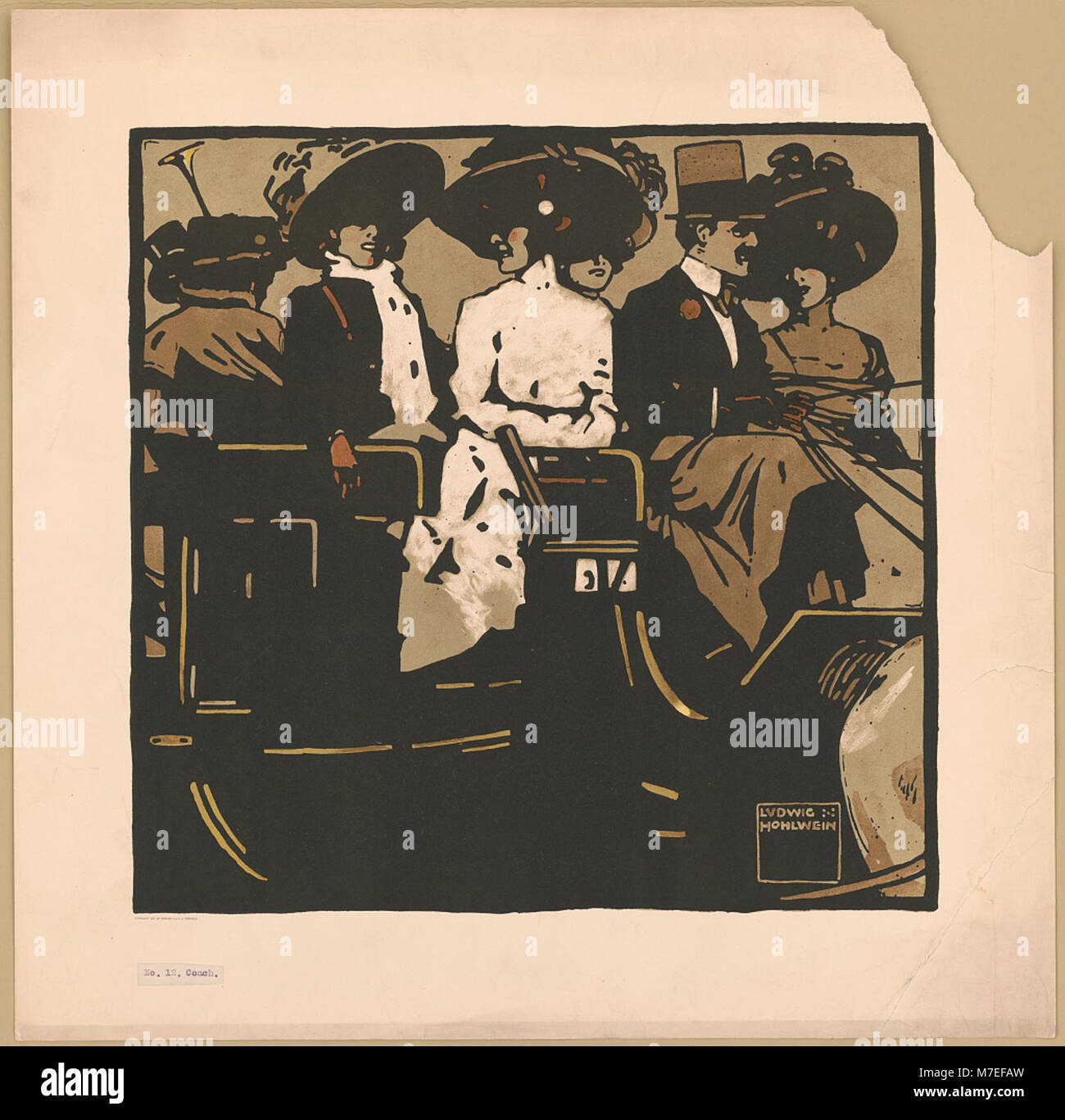 Un'immagine storica di un pullman che mostra le prime tecnologie di trasporto e il design nel XIX o all'inizio del XX secolo. Foto Stock