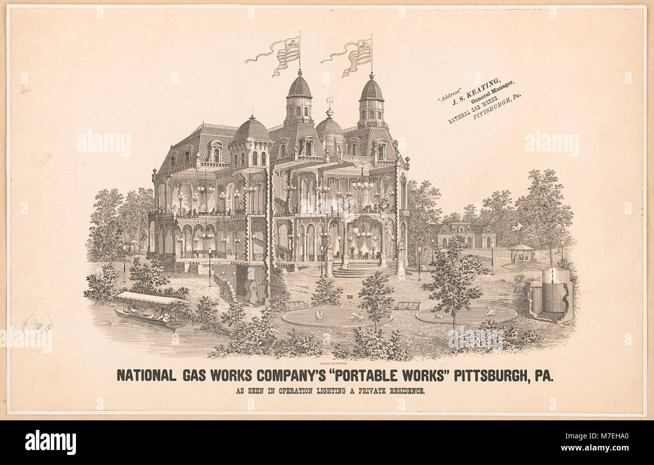 Gas nazionale opere dell'azienda opere portatile, Pittsburgh, Pa. come si vede nel funzionamento illuminazione di una residenza privata LCCN2003667085 Foto Stock