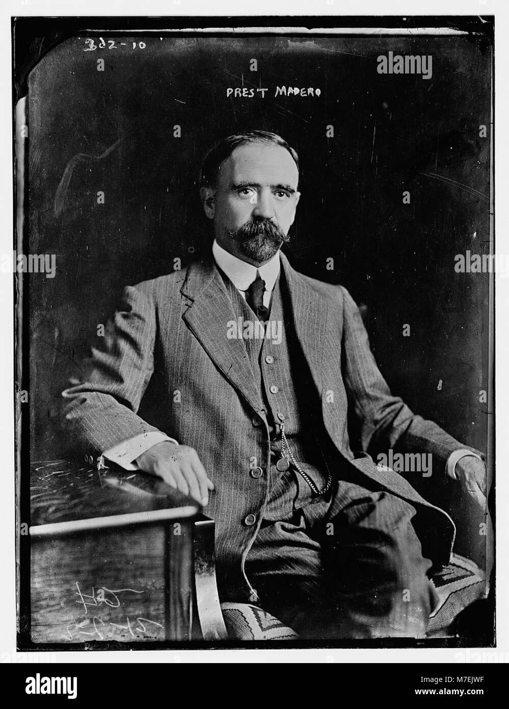 Un ritratto del presidente messicano Francisco I. Madero, che fu presidente dal 1911 fino al suo assassinio nel 1913. Madero giocò un ruolo fondamentale nella rivoluzione messicana ed è ricordato per le sue riforme e la sua leadership. Foto Stock