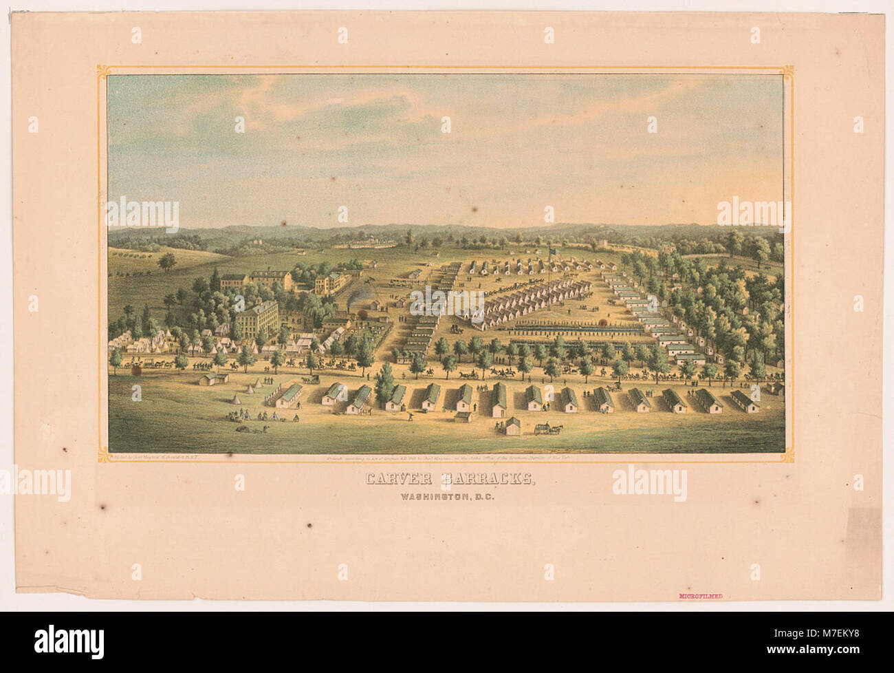 Carver Barracks a Washington, D.C. era una struttura militare significativa. L'immagine mette in evidenza il suo design architettonico e l'importanza storica durante il suo funzionamento come caserma militare. Foto Stock