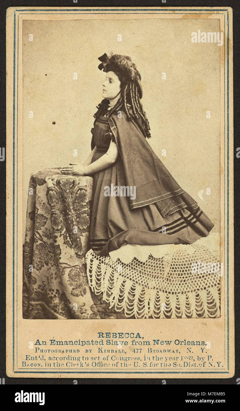 Rebecca era una schiava emancipata di New Orleans, catturata in questa toccante fotografia di Kimball. La sua immagine rappresenta l'era post-schiavitù e le esperienze degli afroamericani liberati alla fine del XIX secolo. Foto Stock