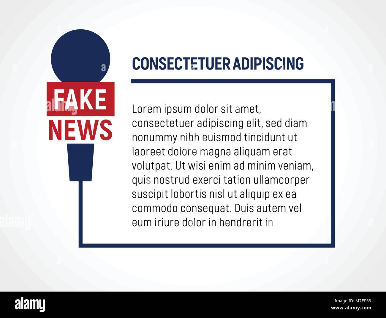 Il filo del microfono frame con testo, false notizie false broadcast illustrazione vettoriale. Newsletter Template, illustrazione vettoriale. Illustrazione Vettoriale