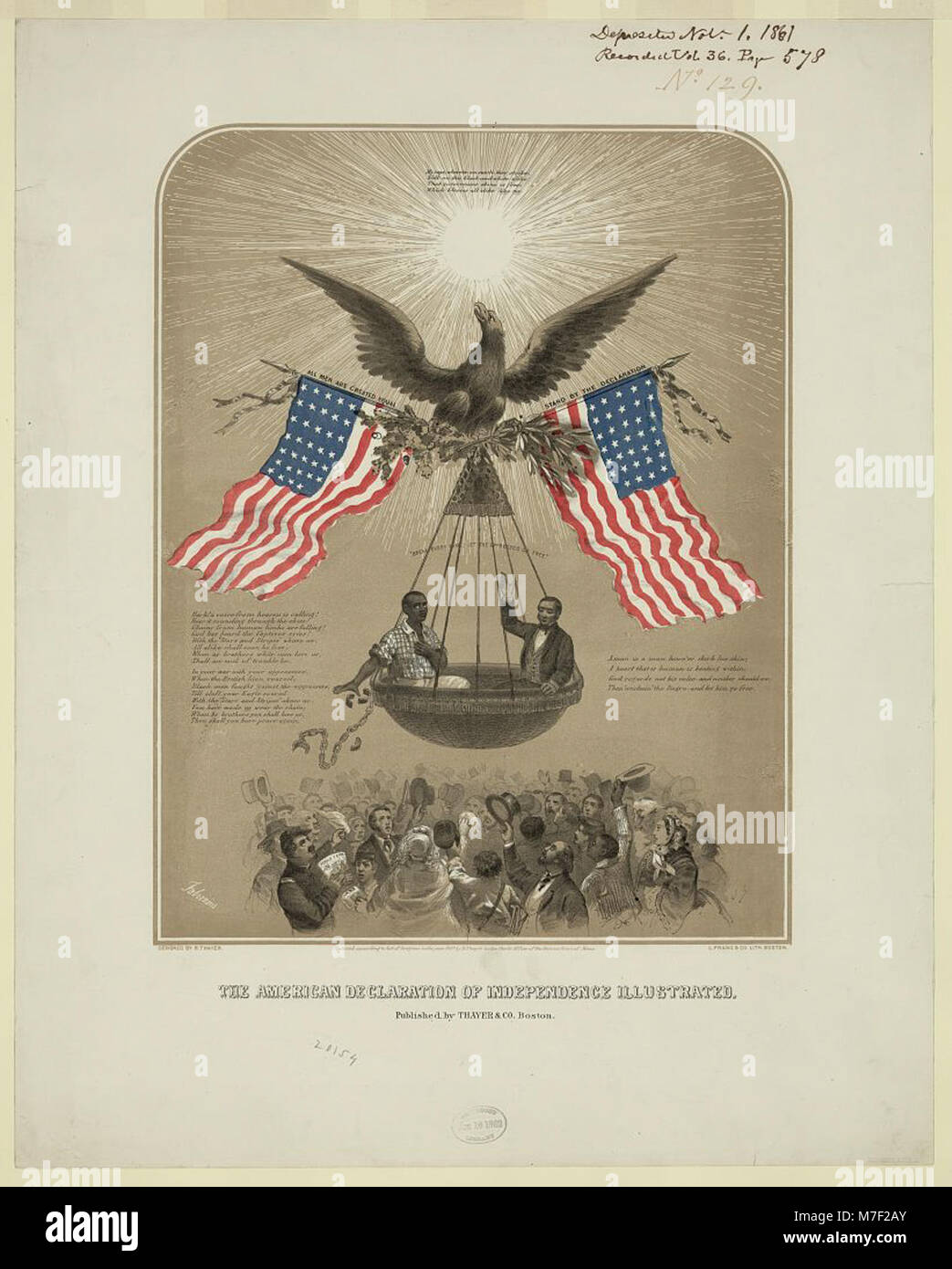 Dichiarazione di Indipendenza Americana illustrato - Fabronious ; progettato da R. Thayer ; L. Prang & Co. Lith., Boston. LCCN2004665361 Foto Stock