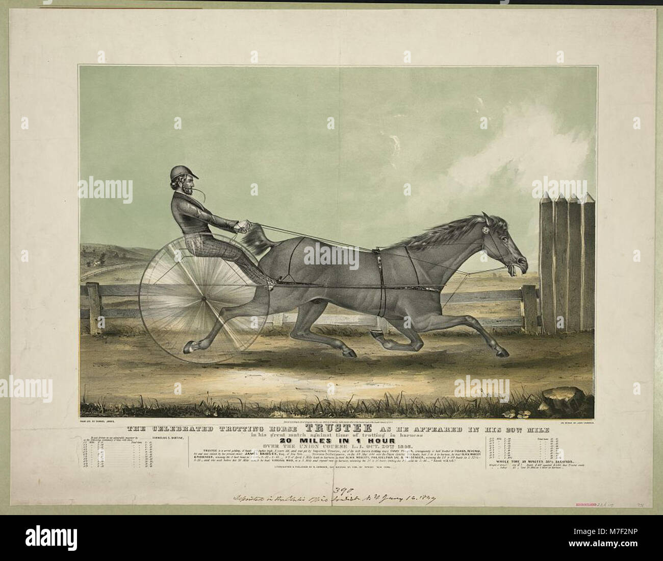 Questa immagine mostra Trustee, il celebre trotto, durante il suo 20th Mile in una storica corsa del 1848, dove ha stabilito un record di trotto 20 miglia in 1 ora. Foto Stock
