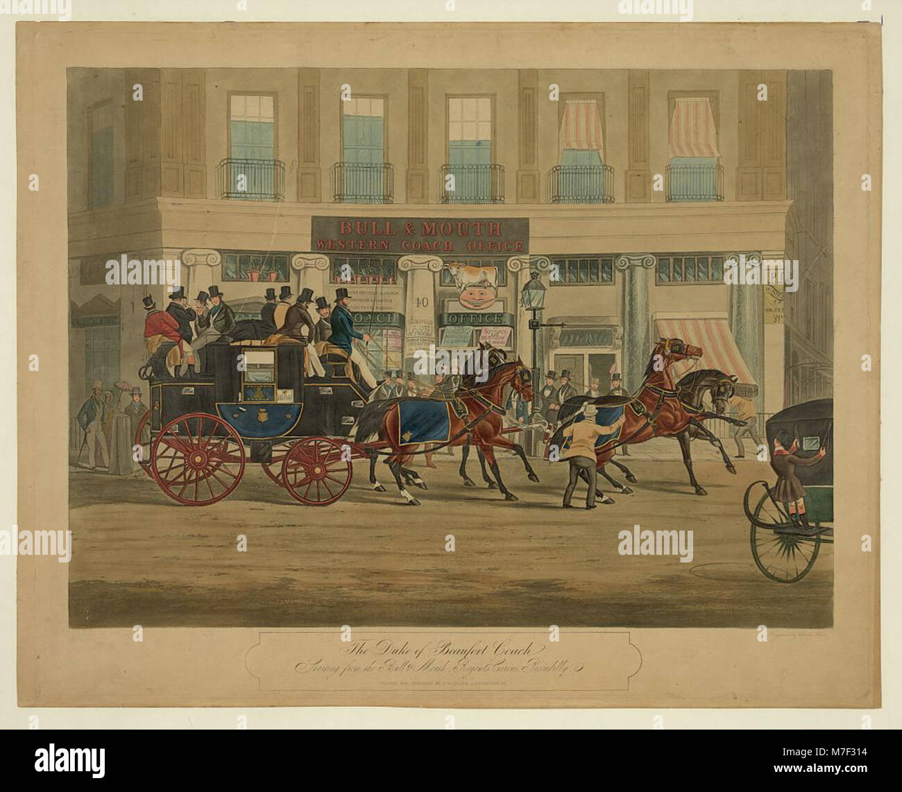 Questo si riferisce a un'immagine storica del pullman del Duca di Beaufort, catalogata sotto LCCN 2004670317, che mostra i trasporti aristocratici del XIX secolo. Foto Stock
