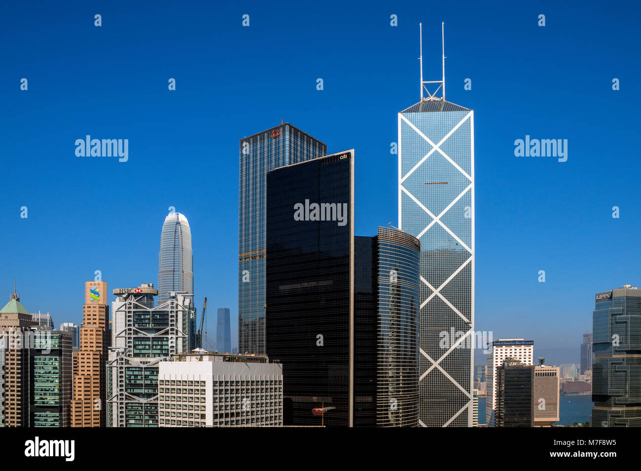 Hong Kong Financial District Skyline Foto Stock