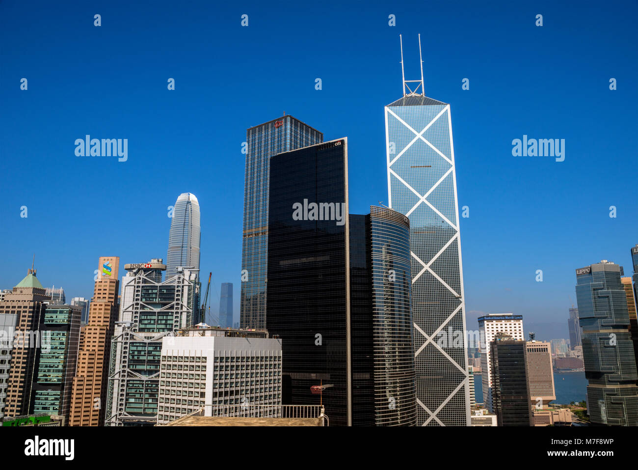 Hong Kong Financial District Skyline Foto Stock